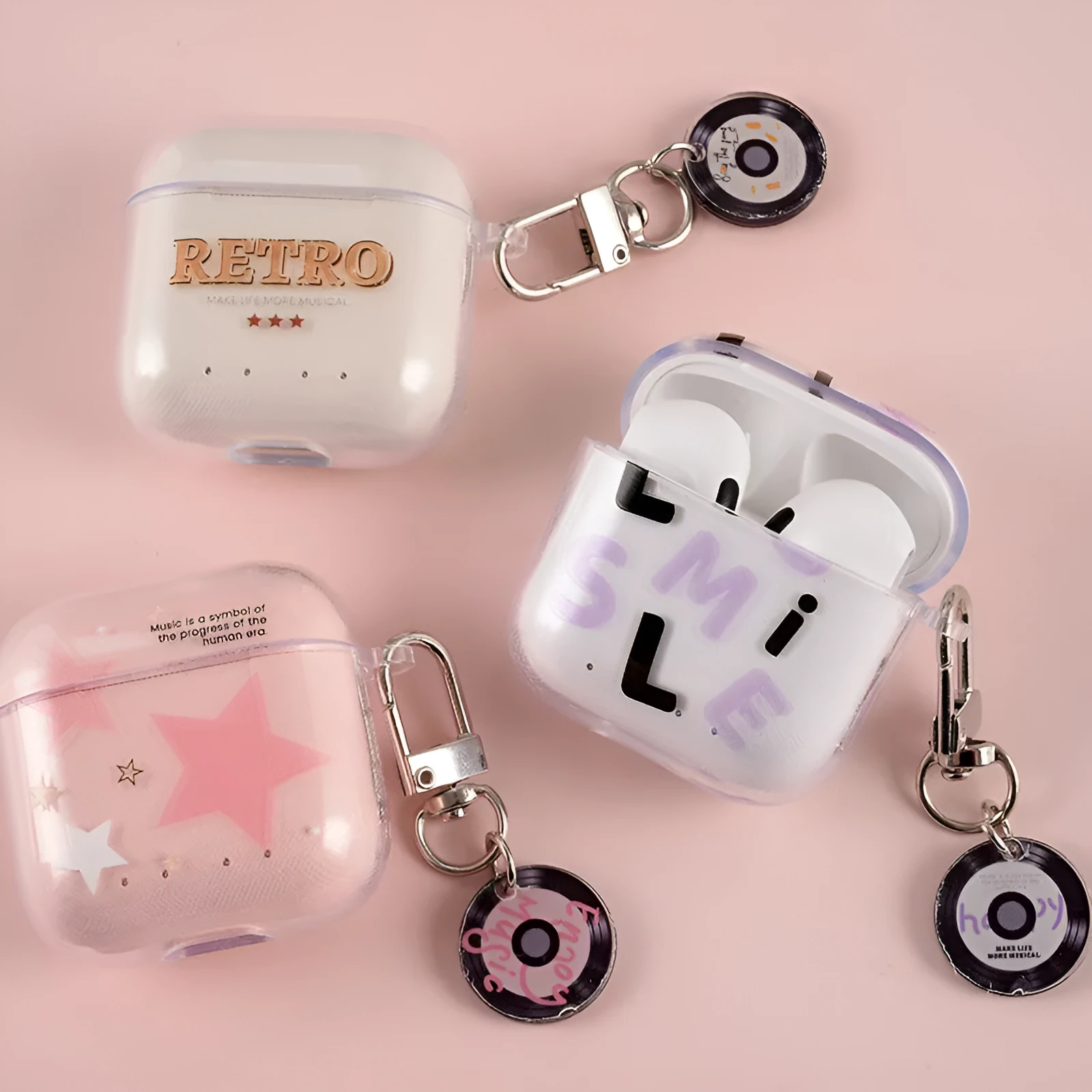 TWS-103 binaural in-ear earphones in white, pink, and purple with PC ABS build