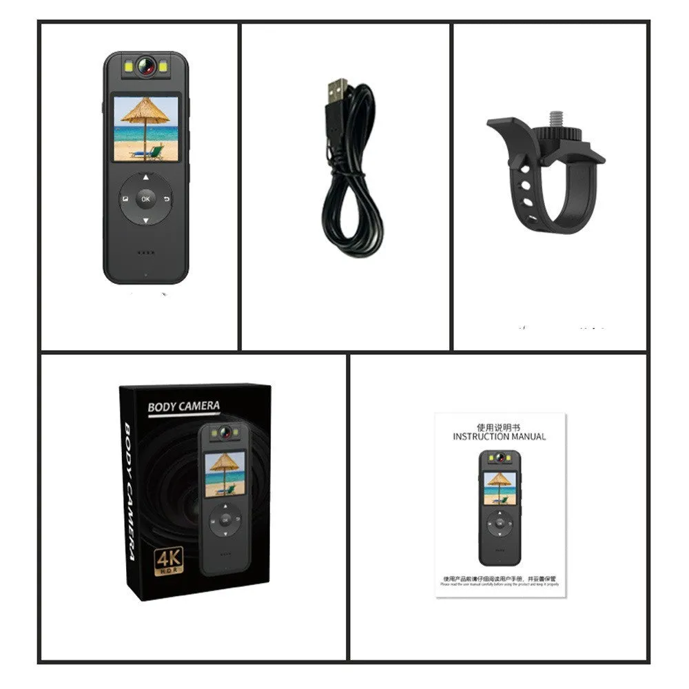 WiFi outdoor sports cycling recording camera black ABS body with handlebar mount and data cable