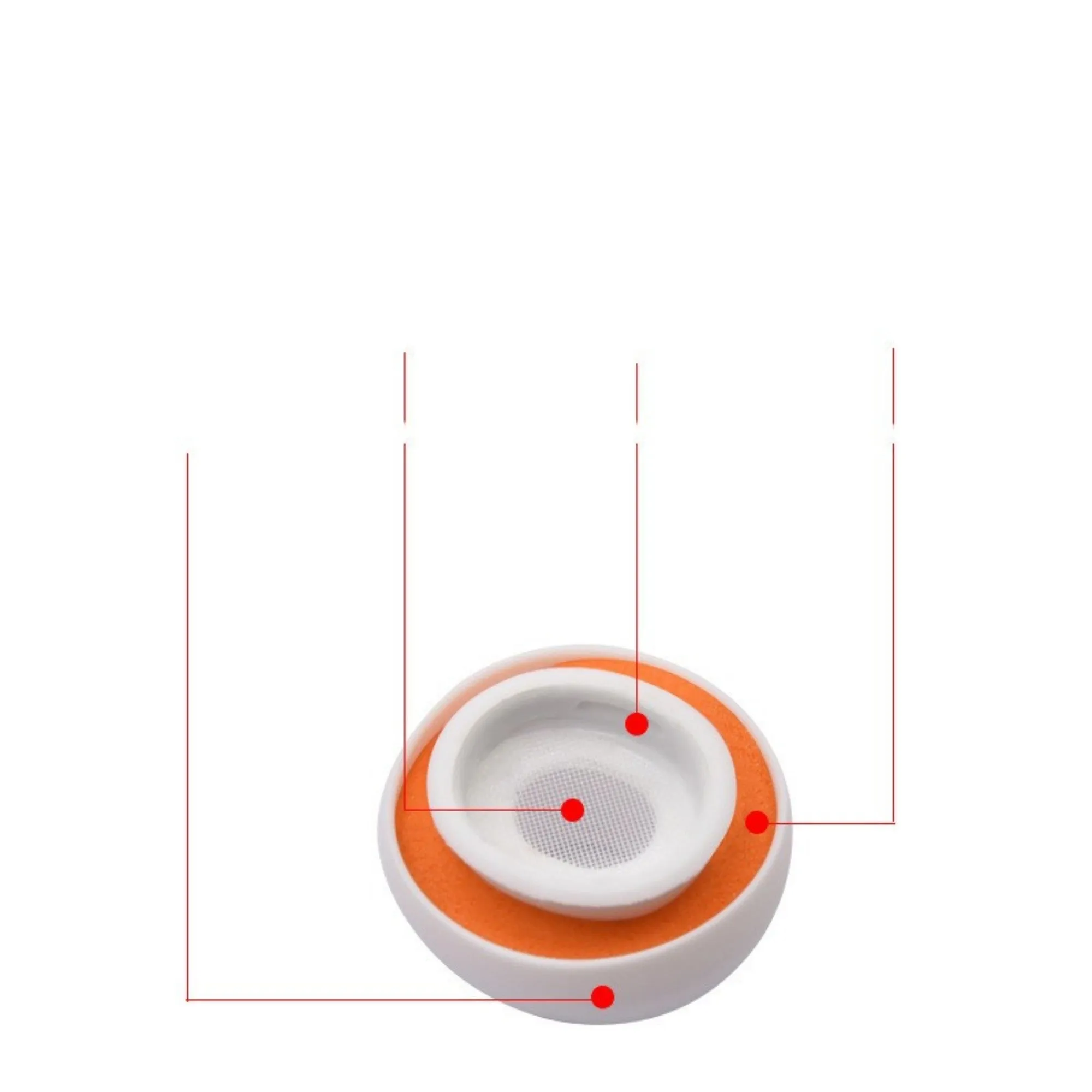 Orange white double layered noise reducing earplug sleeves for headphones made of silicone and memory cotton