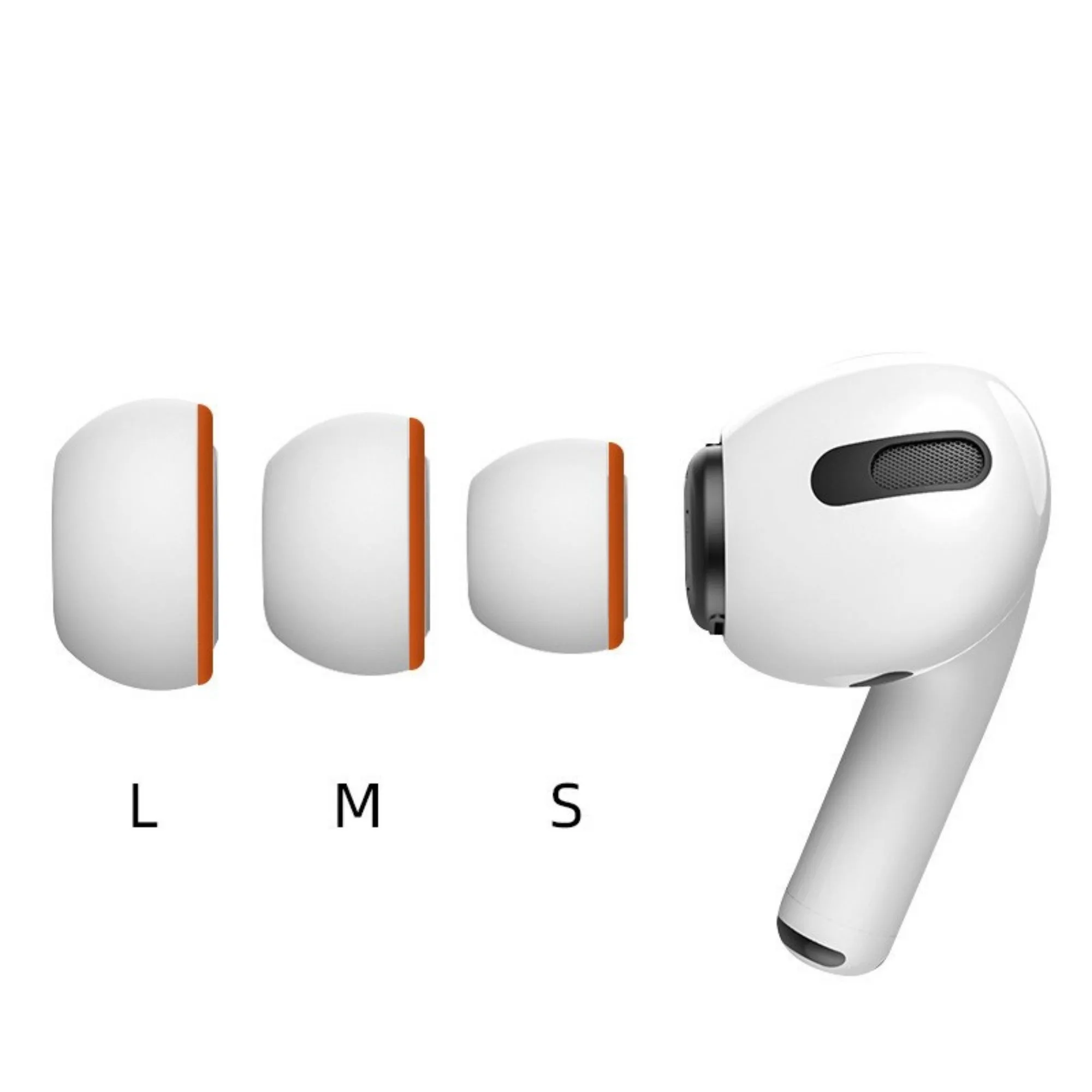 Orange white double layered noise reducing earplug sleeves for headphones made of silicone and memory cotton