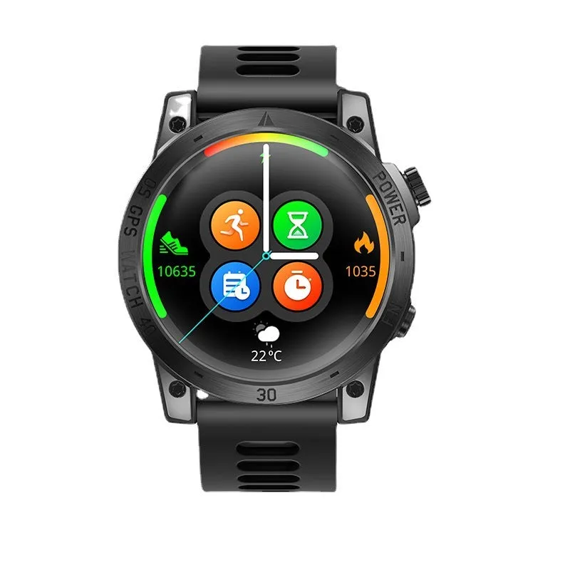 GPS outdoor sports watch black 1.43in AMOLED screen with step counting and heart rate monitoring