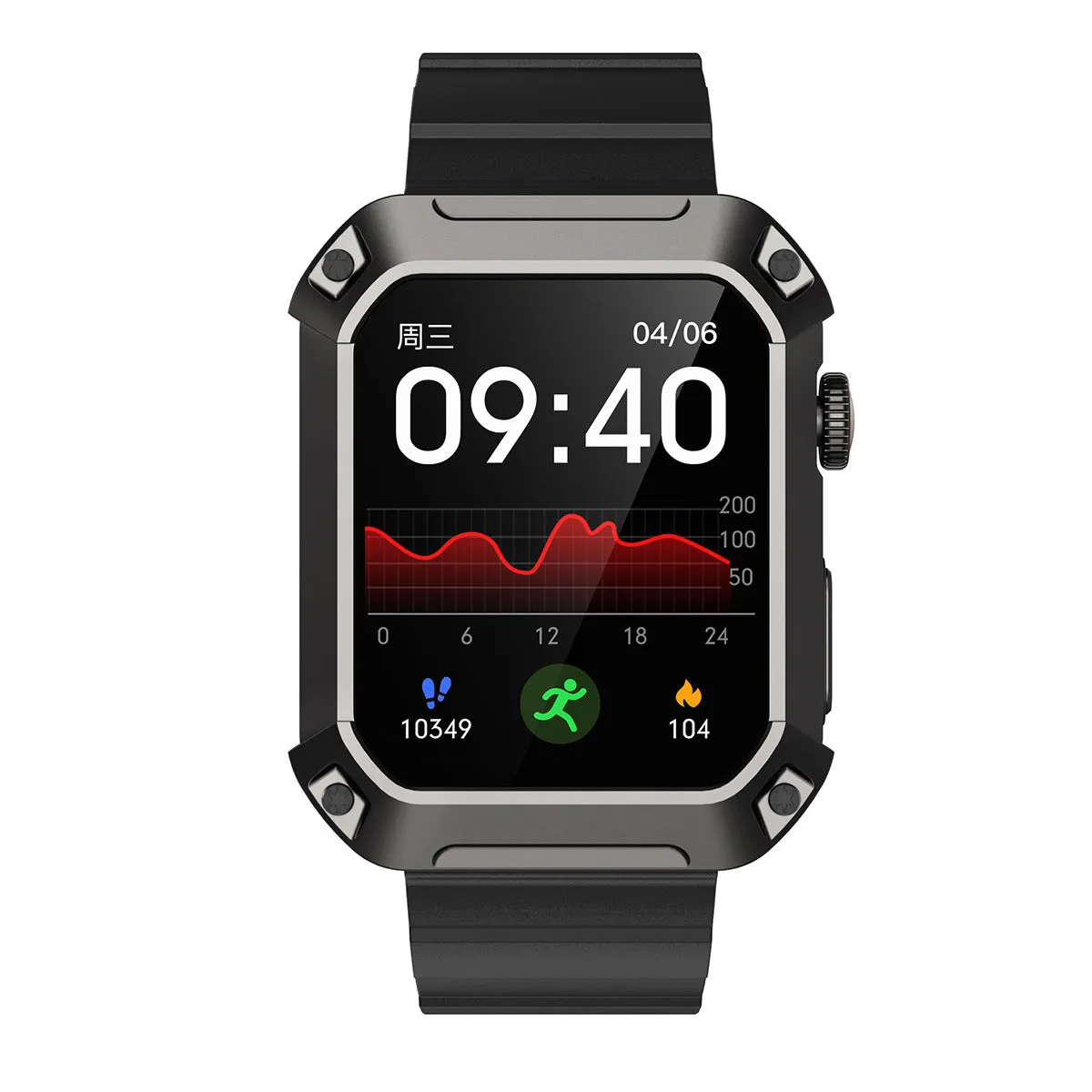 Smart watch with heart rate and blood pressure monitoring, 1.83-inch IPS screen, three-proof design, available in black blue and green