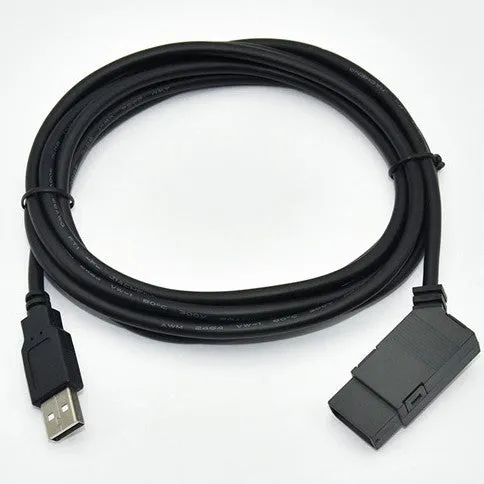 Siemens LOGO series PLC programming download cable with USB and 6-pin square connectors, 3 metres long