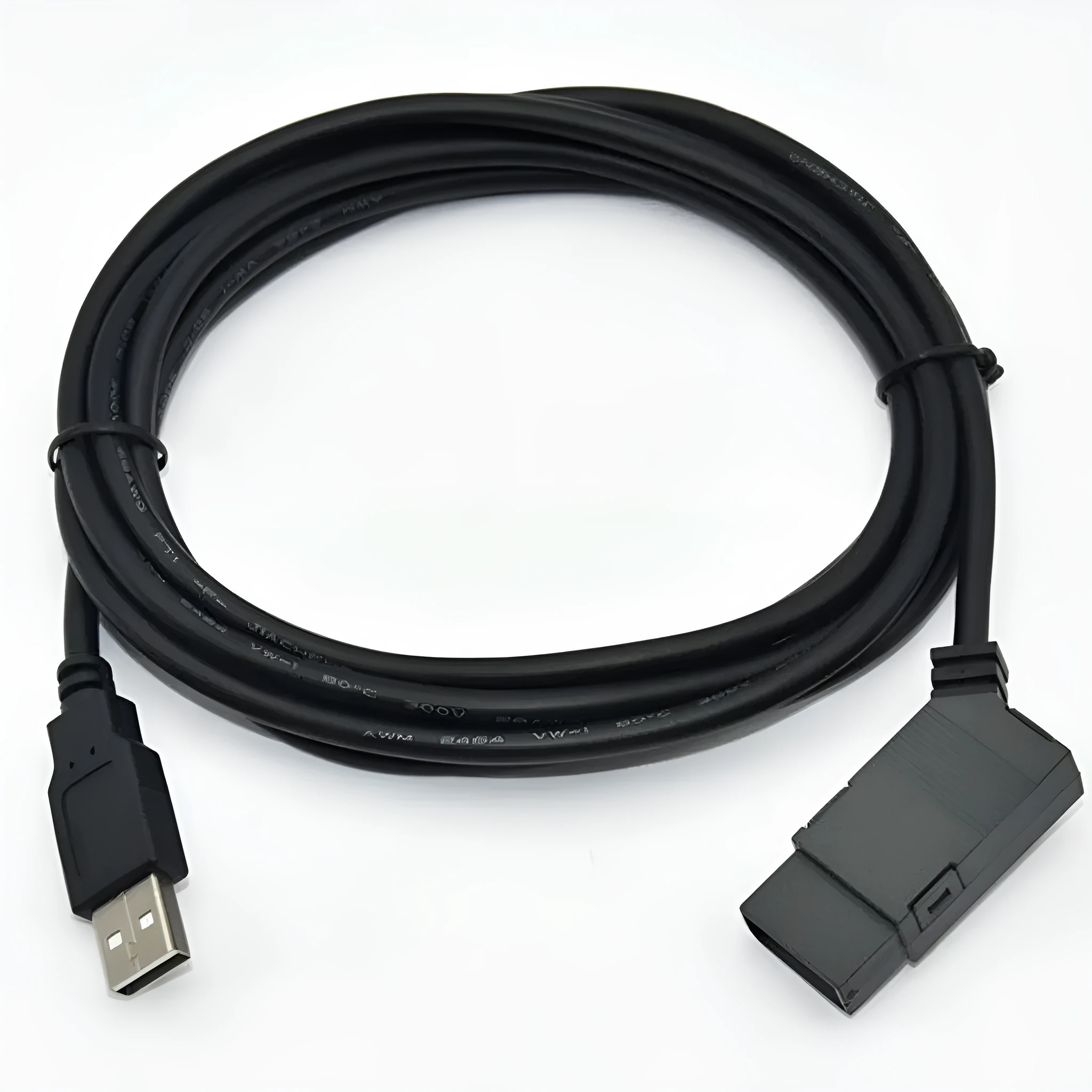Siemens LOGO series PLC programming download cable with USB and 6-pin square connectors, 3 metres long