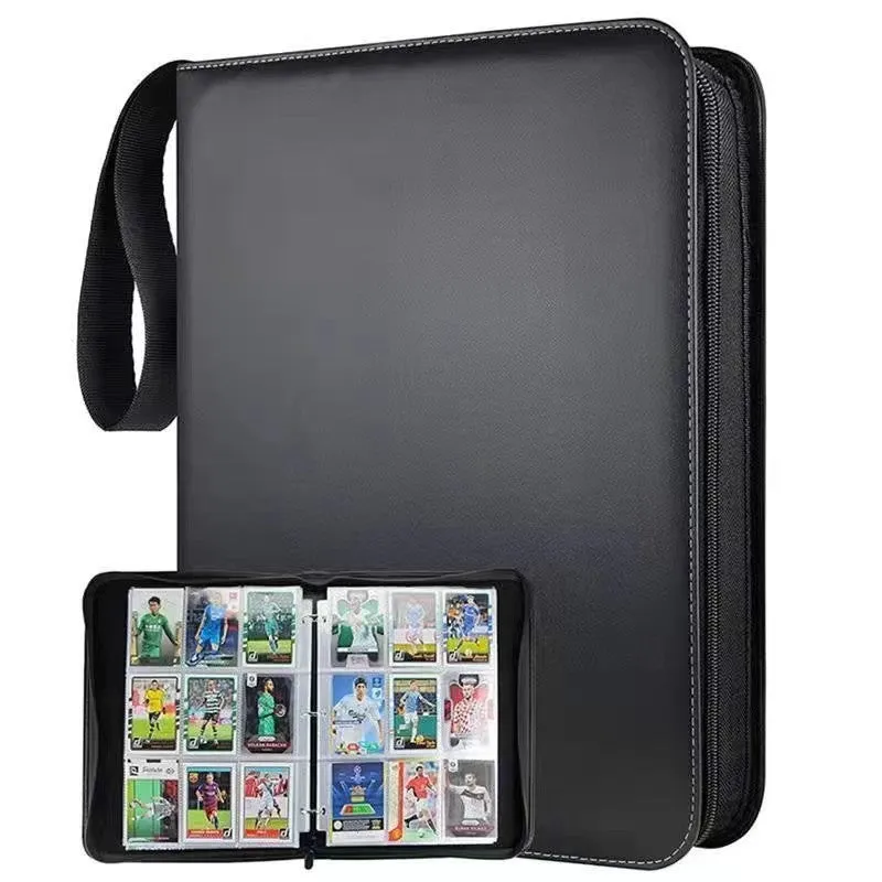 Four-grid storage bag for 400 card slots in black with organised card collection