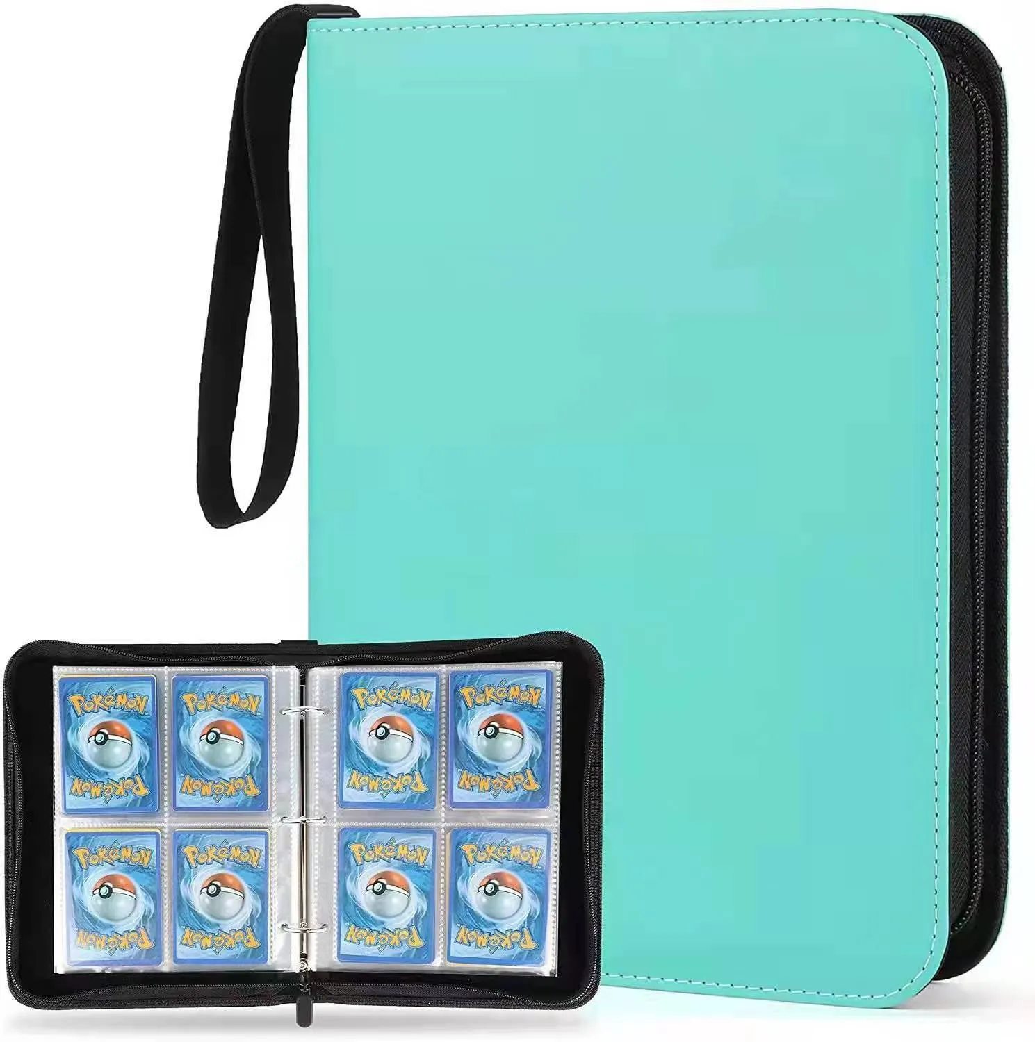 Four-grid storage bag for 400 card slots in black with organised card collection