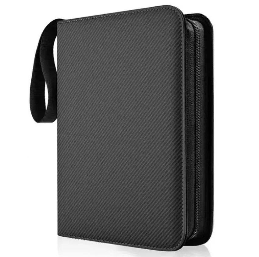 Four-grid storage bag for 400 card slots in black with organised card collection