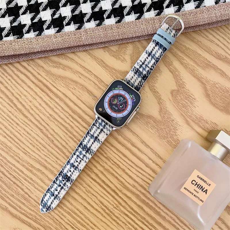 Winter woolen smart watch band maoni style fabric compatible with iWatch 38-49mm brown apricot yellow colour