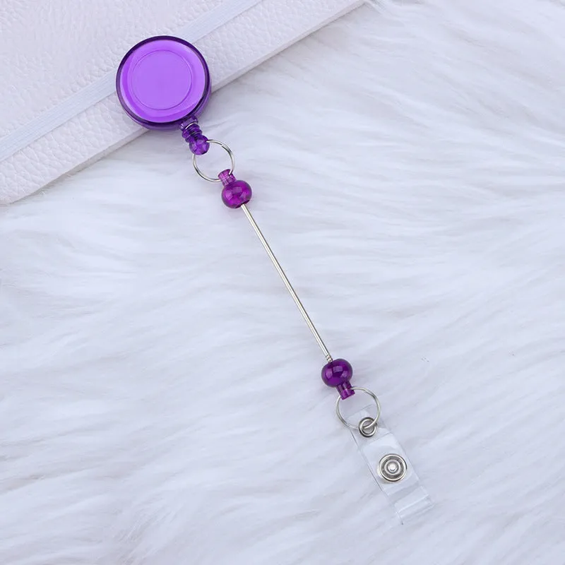 Plastic telescopic retractable keychain with anti-lost buckle, 16.6cm x 3.2cm, available in multiple colours