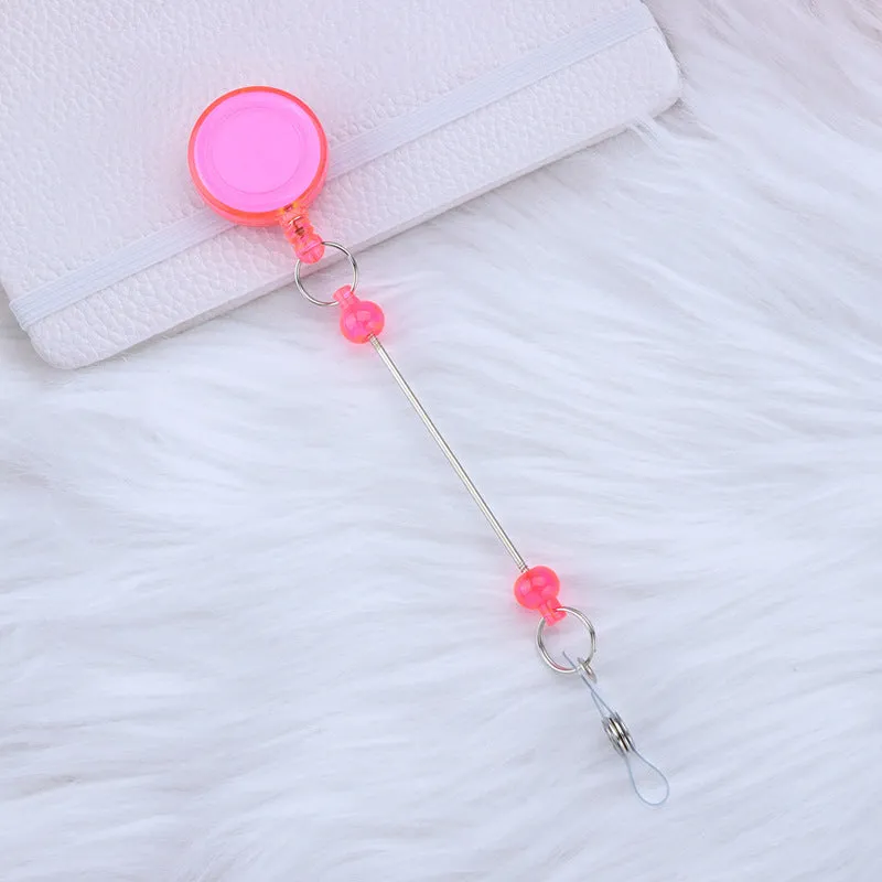 Plastic telescopic retractable keychain with anti-lost buckle, 16.6cm x 3.2cm, available in multiple colours