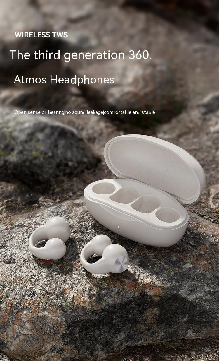 Clip-on sports wireless Bluetooth headset with digital display, black colour, worn on ear