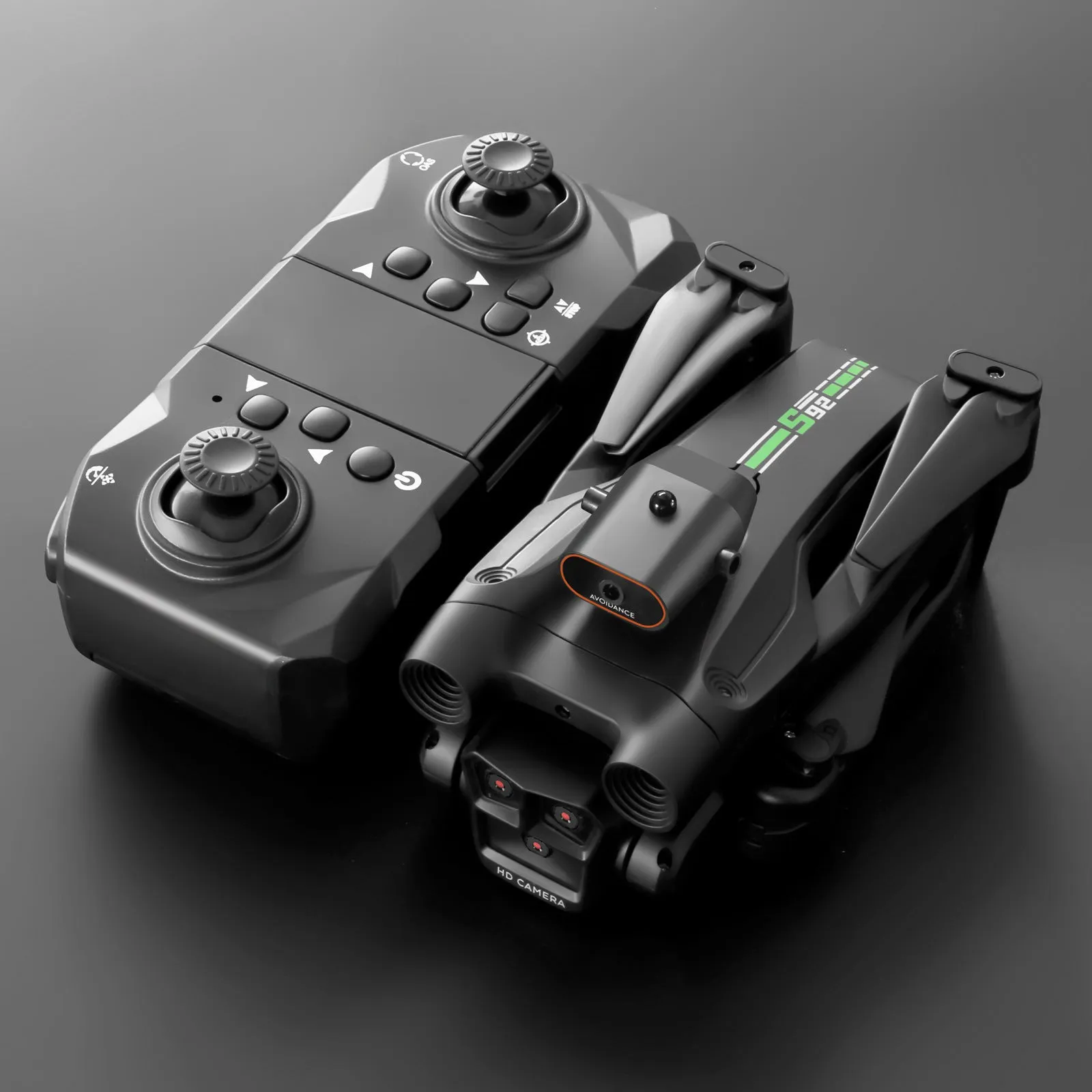 S92 remote-controlled quadcopter drone with three cameras and obstacle avoidance in black ribbon finish