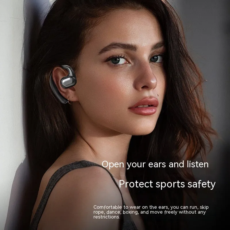 Non in-ear ear-mounted Bluetooth headset with cable, black, plastic build, digital display on side