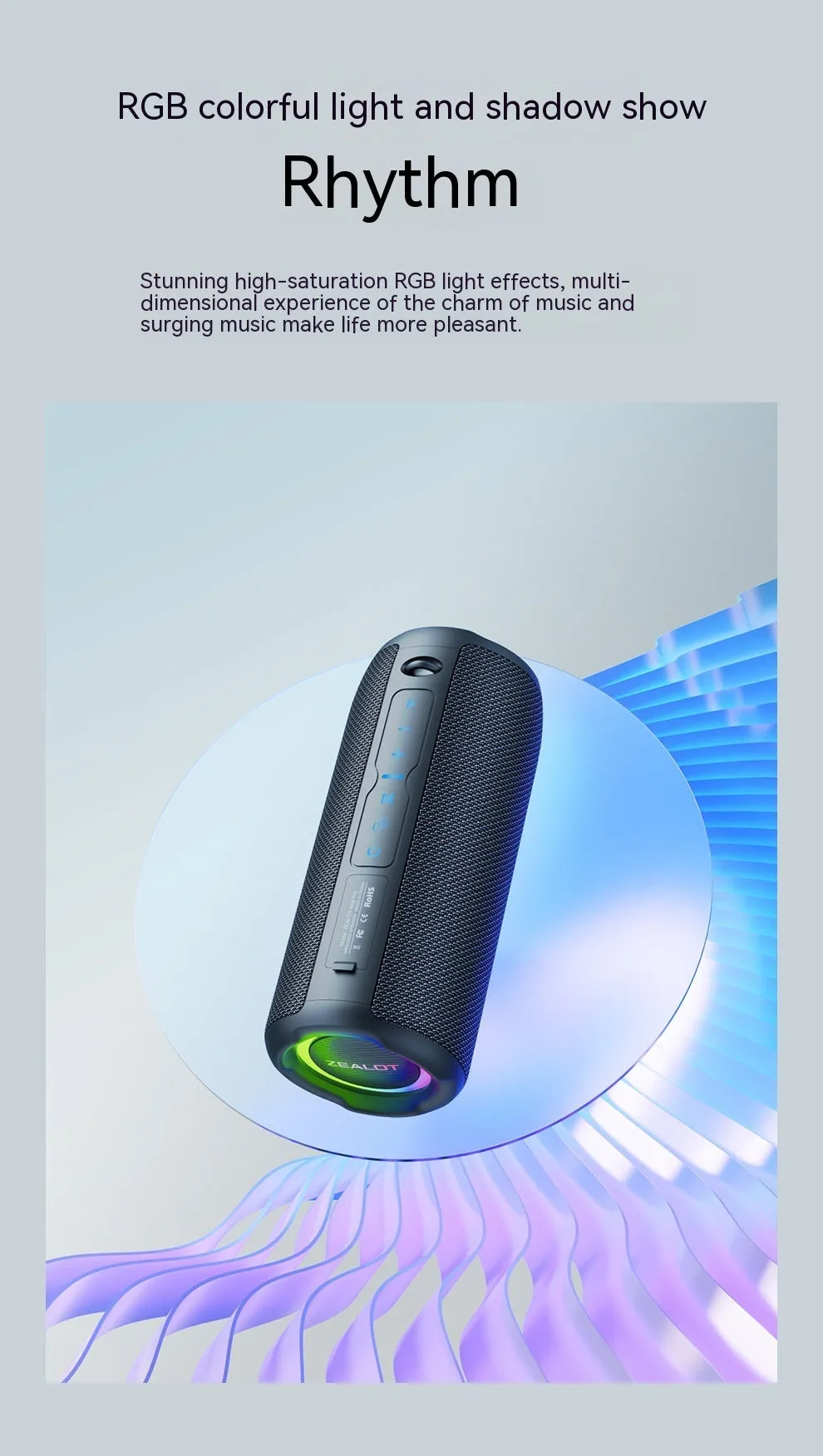 Outdoor Waterproof Vehicle-mounted S49Pro Wireless Bluetooth Speaker with 20W Bass, 3600mAh Battery, 6-7 Hour Playback, 57mm Dual Speakers, ABS Waterproof Cloth Wrapper, Black, USB Powered