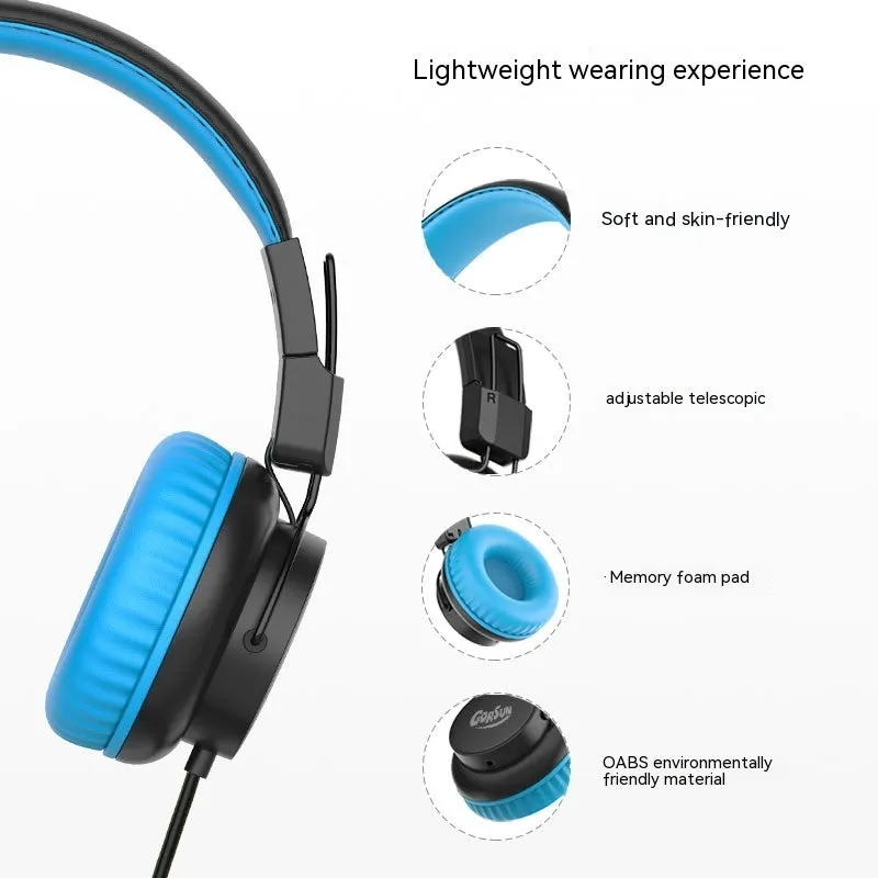 Children's wired earphone retractable 40mm speaker 3.5mm plug cable 120cm