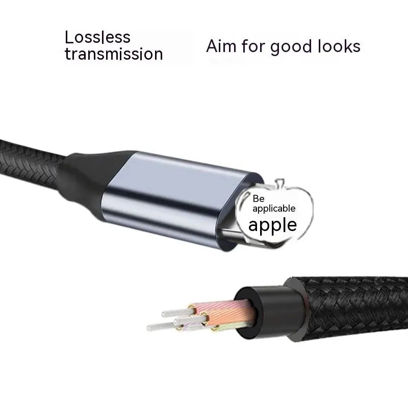 Lightning to 3.5mm male AUX audio adapter cable in black woven finish