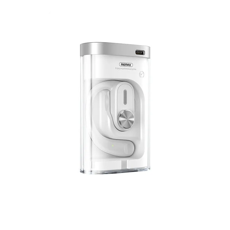 OWS open Bluetooth headset in Elegant Black with ear hook design and charging case