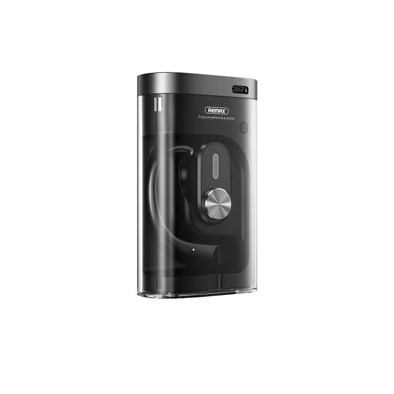 OWS open Bluetooth headset in Elegant Black with ear hook design and charging case