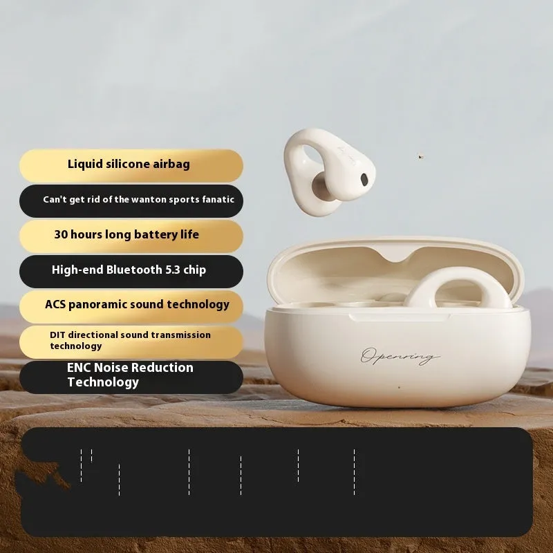 Gas bone conduction Bluetooth headset clip-on wireless sports earphone Earth and Bright Moon colours PC ABS
