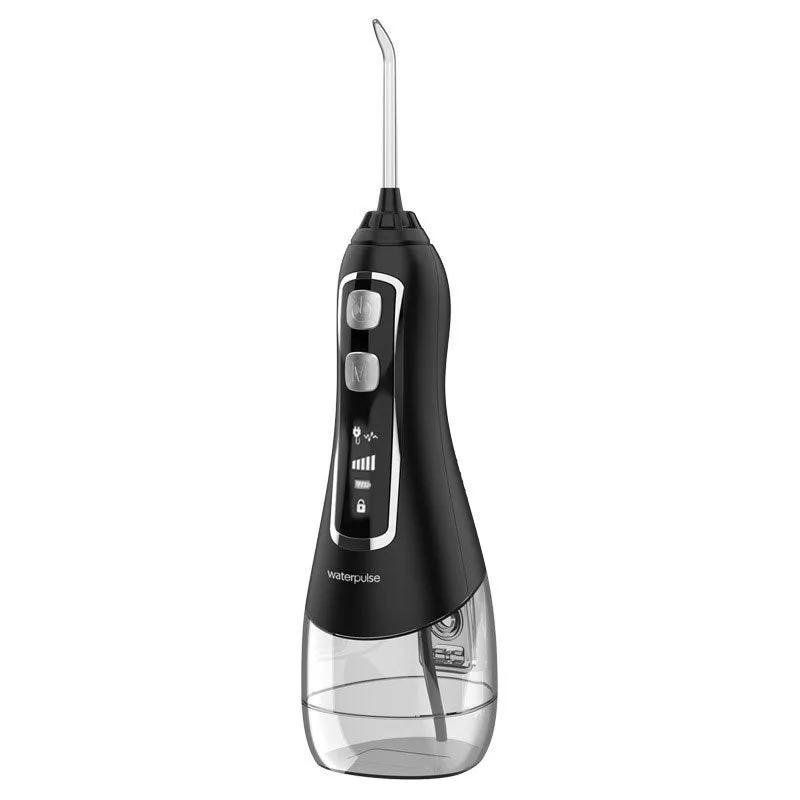 V580 portable electric dental irrigator with 320ml water tank in white, black, blue, and purple options
