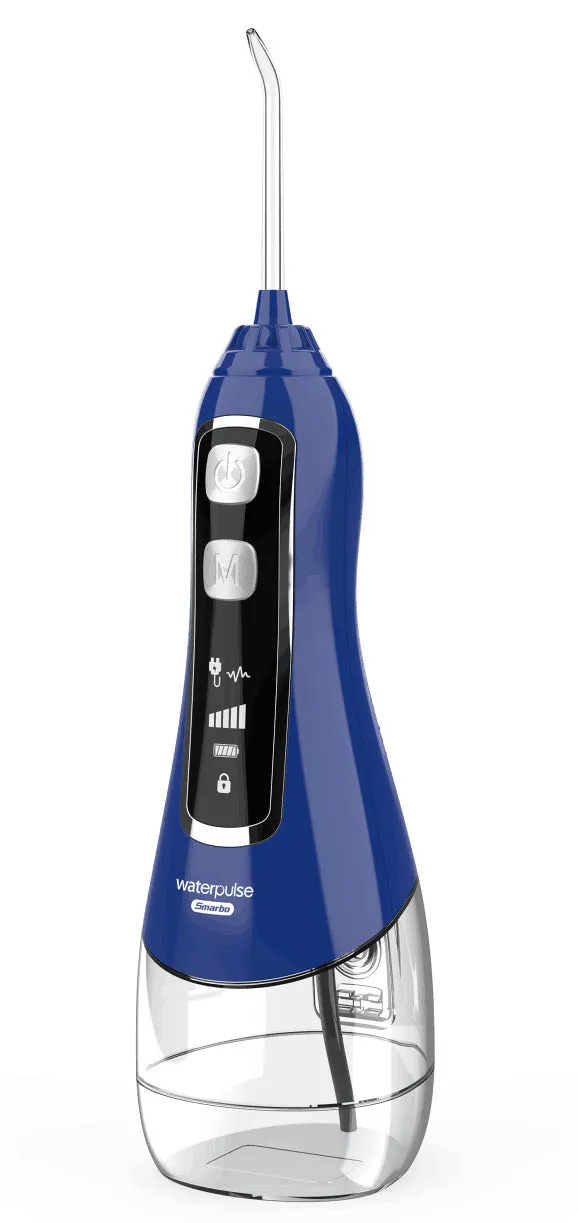 V580 portable electric dental irrigator with 320ml water tank in white, black, blue, and purple options