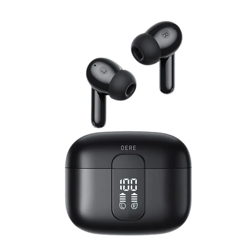 Wireless Bluetooth in-ear headset with digital display, black colour, ABS material