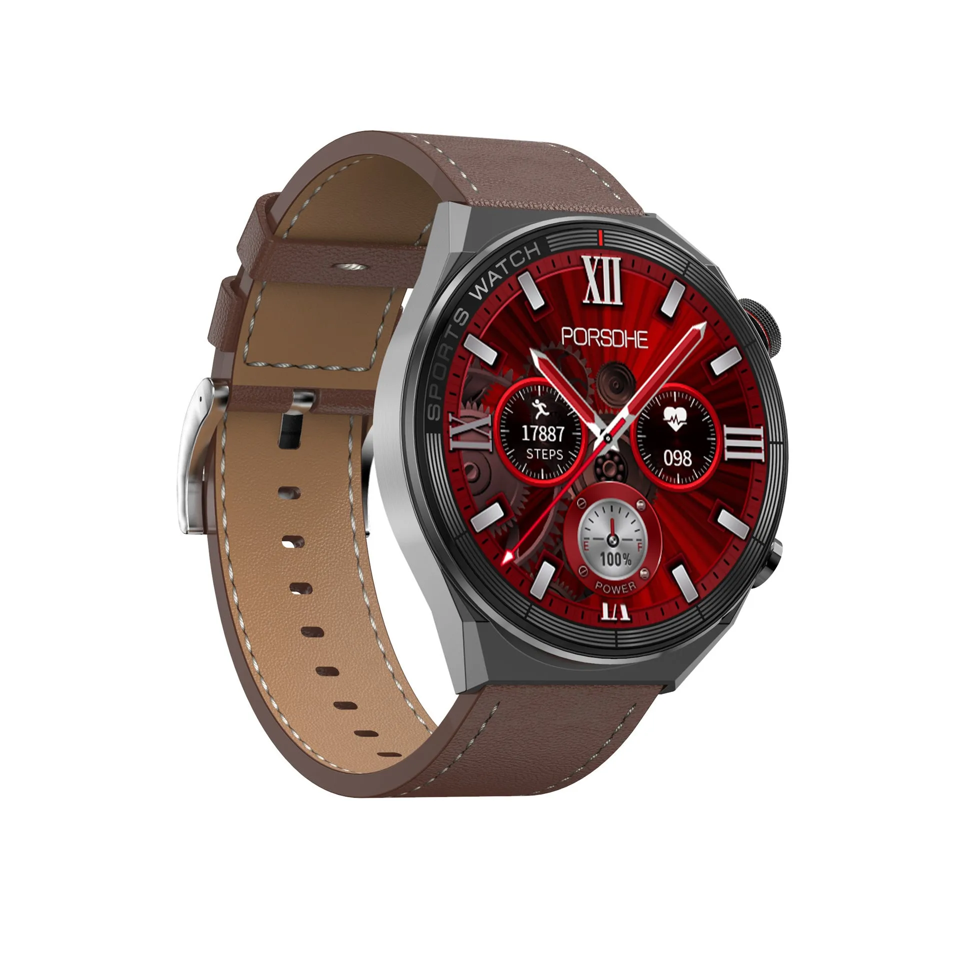 Large screen Bluetooth smart watch with HD display showing interface, available in black or silver with multiple strap options