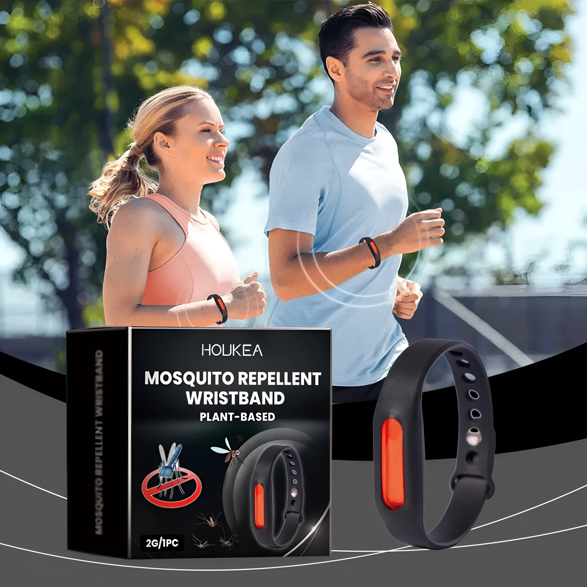 Portable guard body silicone outdoor bracelet on wrist – lightweight flexible silicone band in one colour