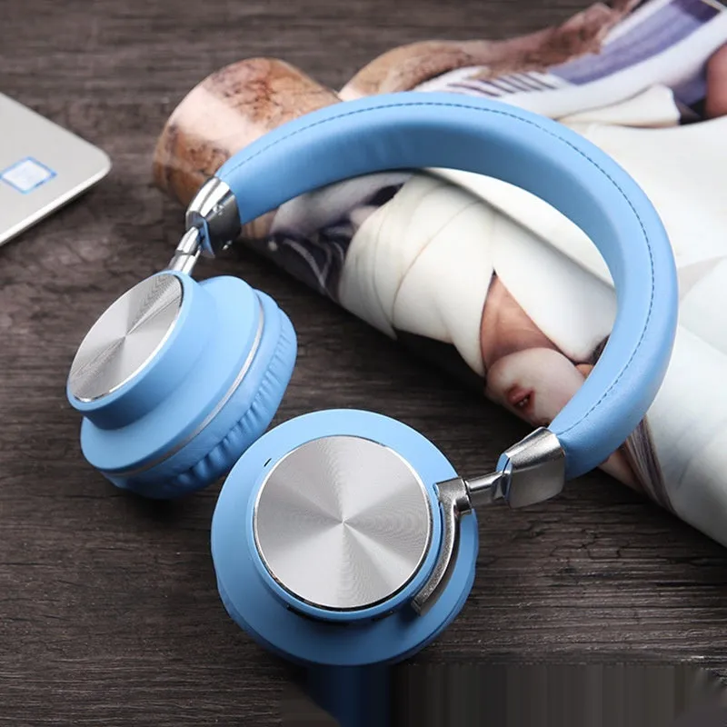 Wireless Bluetooth headset in black with over-ear head-mounted design and fashion simple style