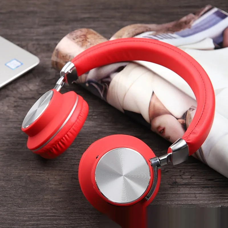 Wireless Bluetooth headset in black with over-ear head-mounted design and fashion simple style