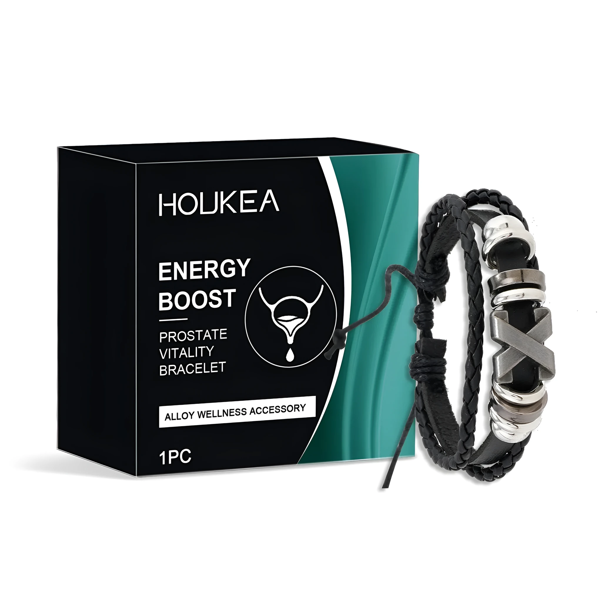 Prostate Vitality Bracelet in alloy and polyurethane, 1.2 by 6 cm, adjustable style on wrist