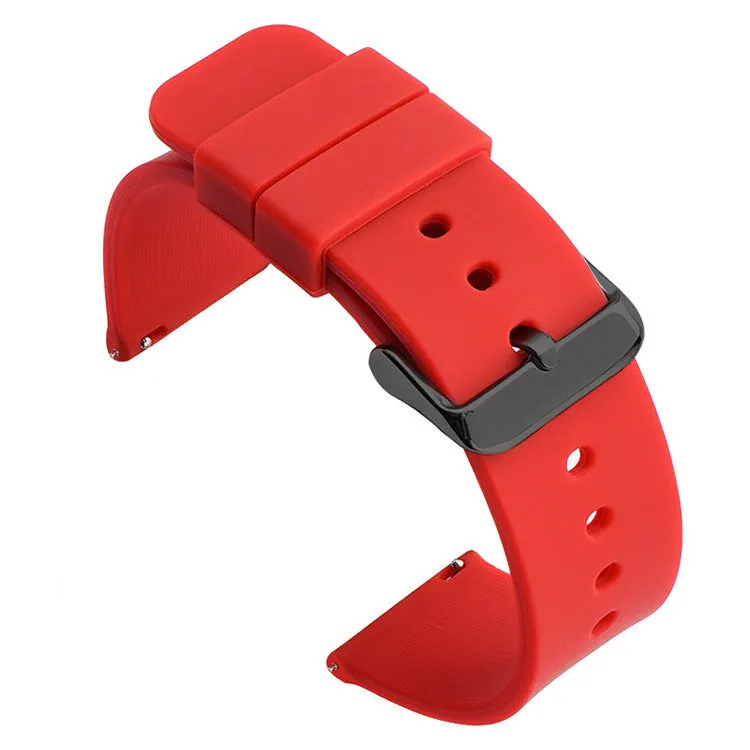 Multicolor silicone waterproof smart watch band with switch ear clip – black silver buckle, 18-24mm sizes