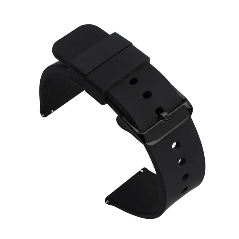 Multicolor silicone waterproof smart watch band with switch ear clip – black silver buckle, 18-24mm sizes