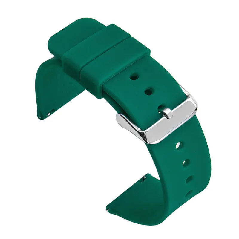 Multicolor silicone waterproof smart watch band with switch ear clip – black silver buckle, 18-24mm sizes