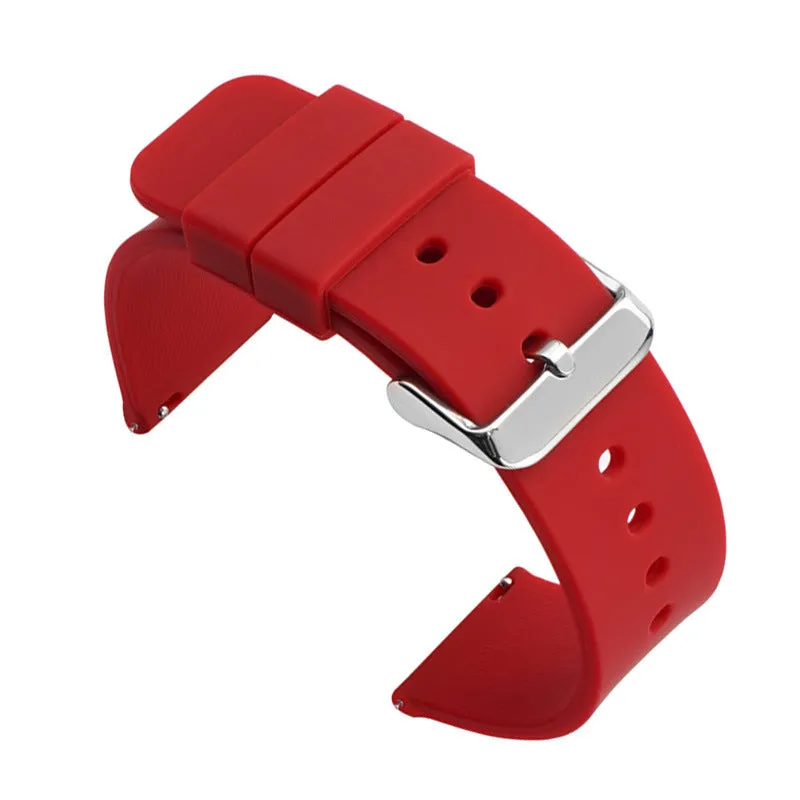 Multicolor silicone waterproof smart watch band with switch ear clip – black silver buckle, 18-24mm sizes
