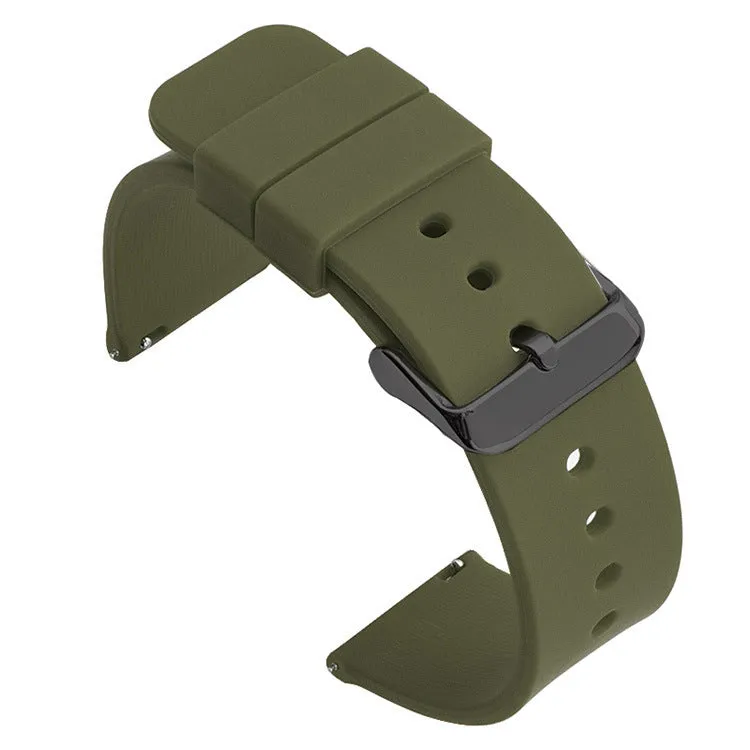 Multicolor silicone waterproof smart watch band with switch ear clip – black silver buckle, 18-24mm sizes