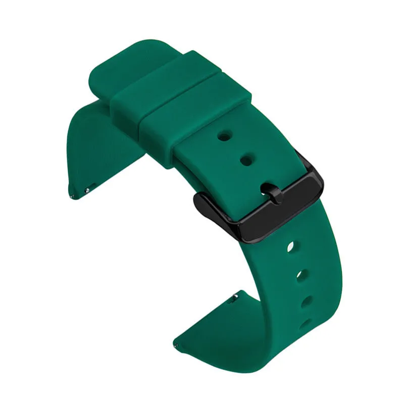 Multicolor silicone waterproof smart watch band with switch ear clip – black silver buckle, 18-24mm sizes