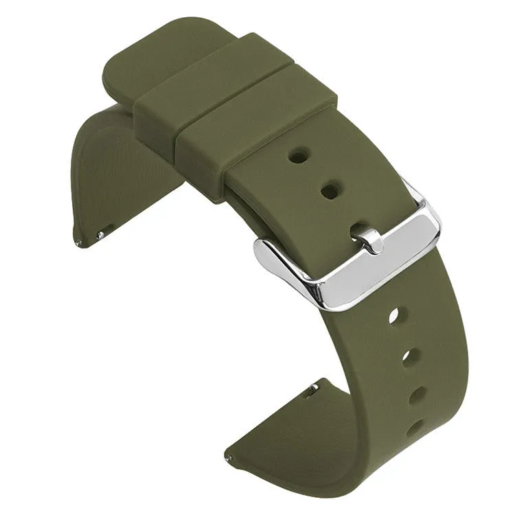 Multicolor silicone waterproof smart watch band with switch ear clip – black silver buckle, 18-24mm sizes