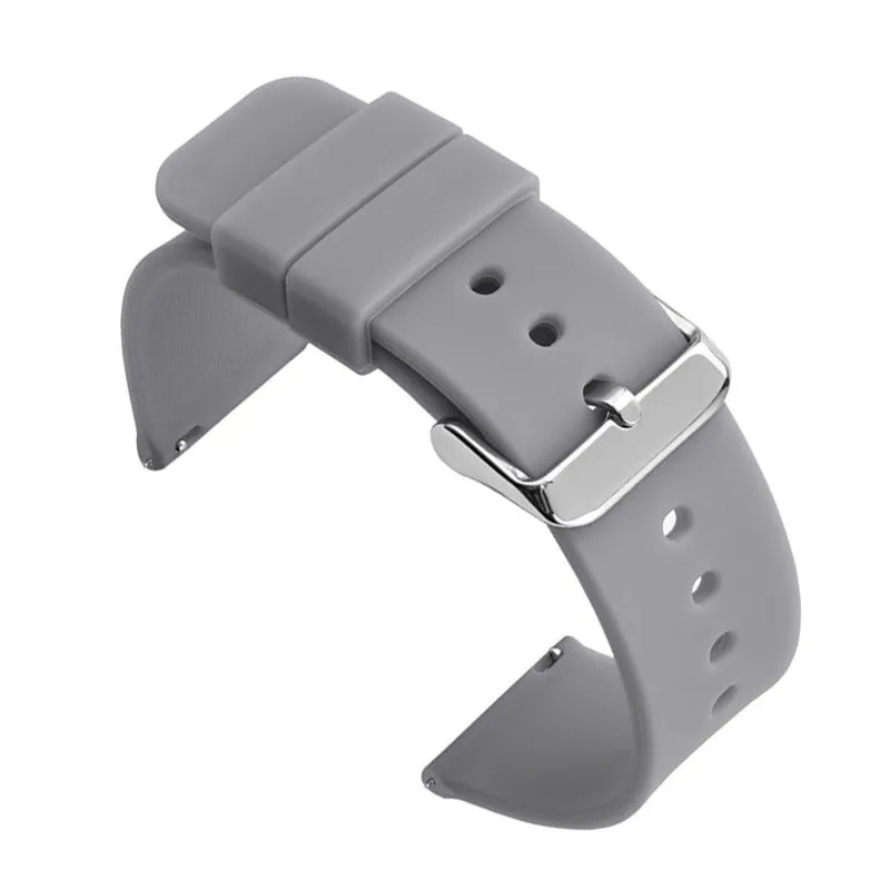 Multicolor silicone waterproof smart watch band with switch ear clip – black silver buckle, 18-24mm sizes