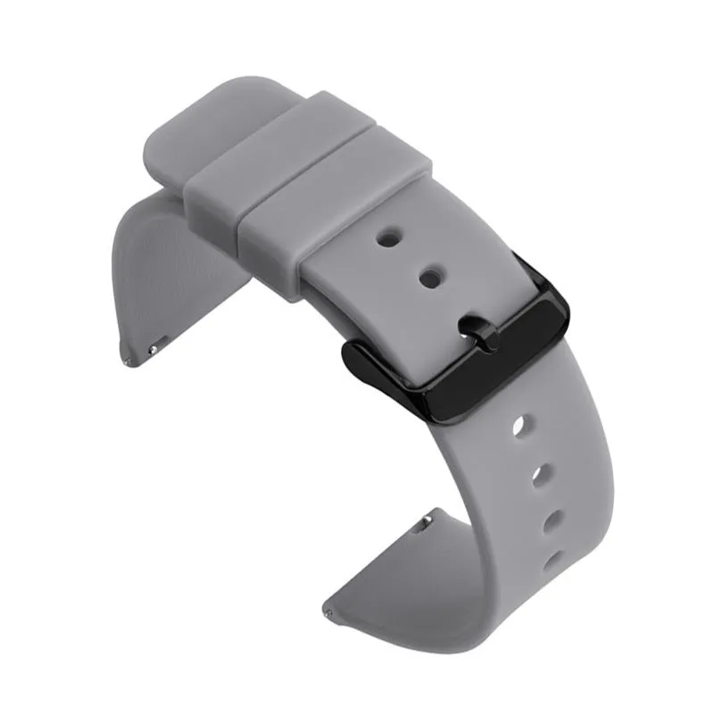 Multicolor silicone waterproof smart watch band with switch ear clip – black silver buckle, 18-24mm sizes
