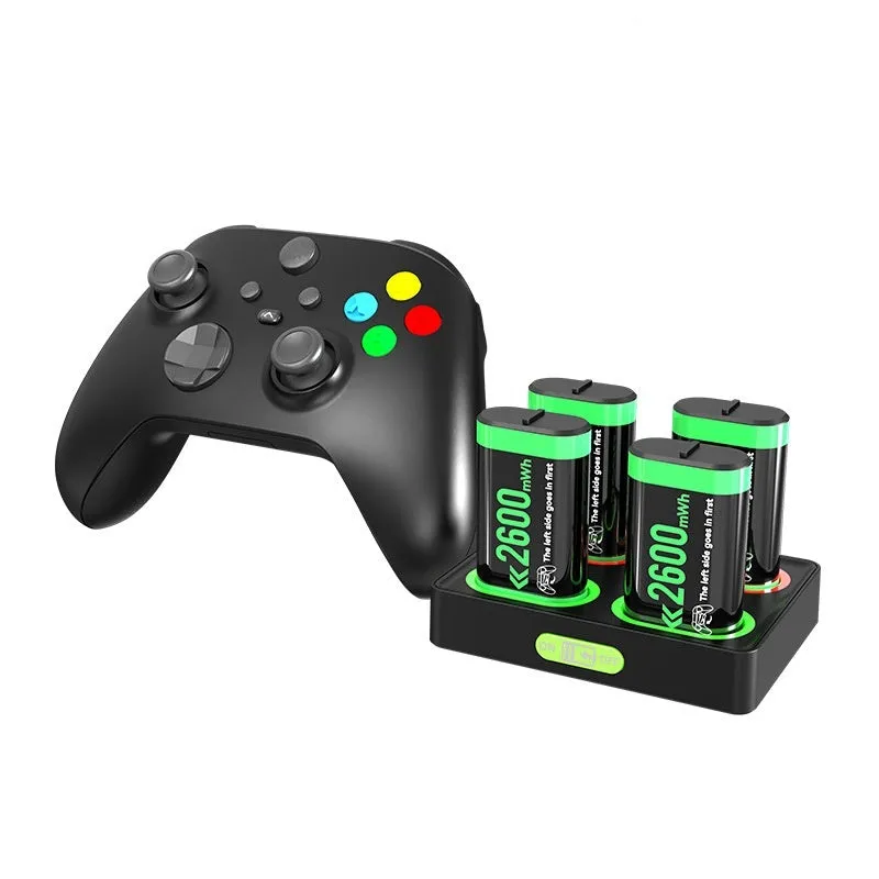 Black ABS portable battery charging base for Xbox One and Series X/S controllers, 147x139x22mm