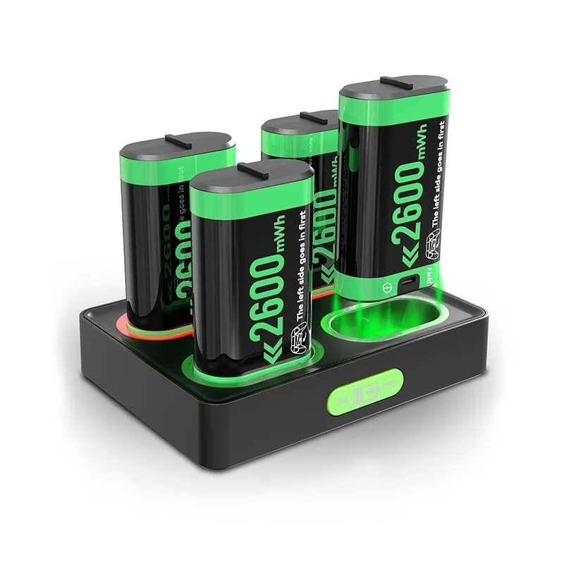 Black ABS portable battery charging base for Xbox One and Series X/S controllers, 147x139x22mm
