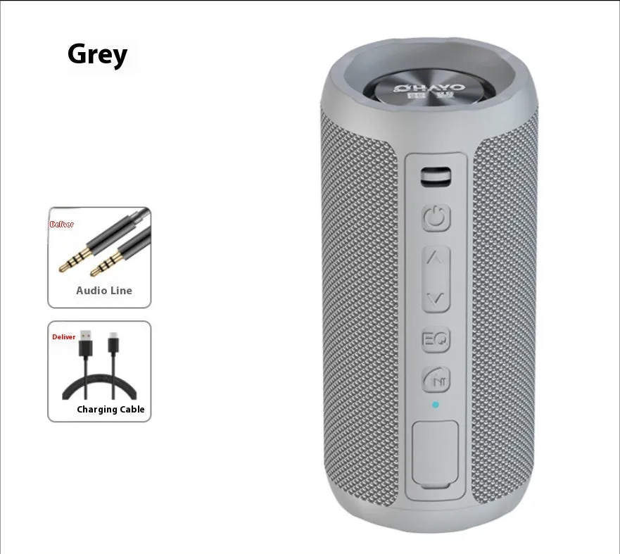 Portable Bluetooth speaker in black standard edition with waterproof nylon net silicone shell and subwoofer