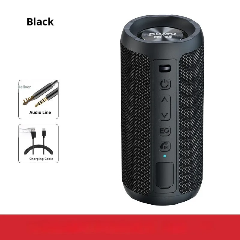 Portable Bluetooth speaker in black standard edition with waterproof nylon net silicone shell and subwoofer