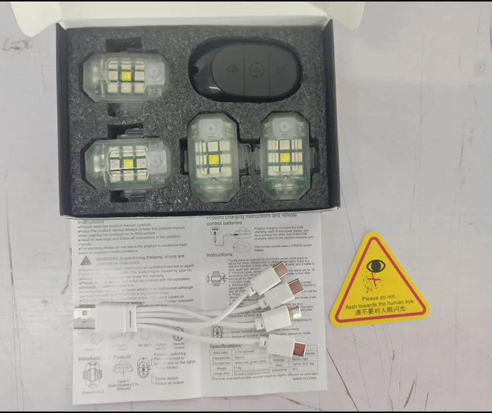 Strobe light remote control kit with four 5W LED lamps and ABS housing for vehicle modification