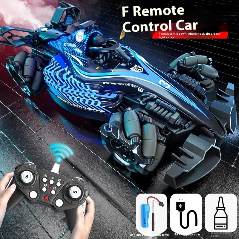 Red F1 four-wheel drive spray racing gesture sensing remote-control car with drift feature and plastic body