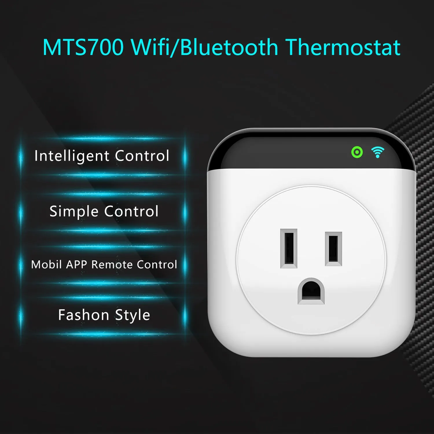White Tuya WiFi smart temperature control socket with US plug and external temperature sensor probe.
