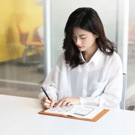 Huion Note X10 smart digital book in Elk Brown with passive pen and magnetic pencil case