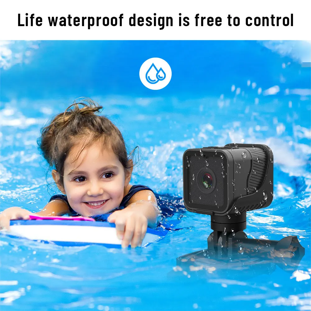 Z03 black outdoor sports waterproof HD 1080p camera with WIFI remote control, shown with mounting base and USB cable