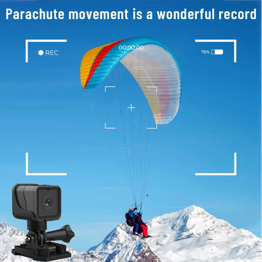 Z03 black outdoor sports waterproof HD 1080p camera with WIFI remote control, shown with mounting base and USB cable